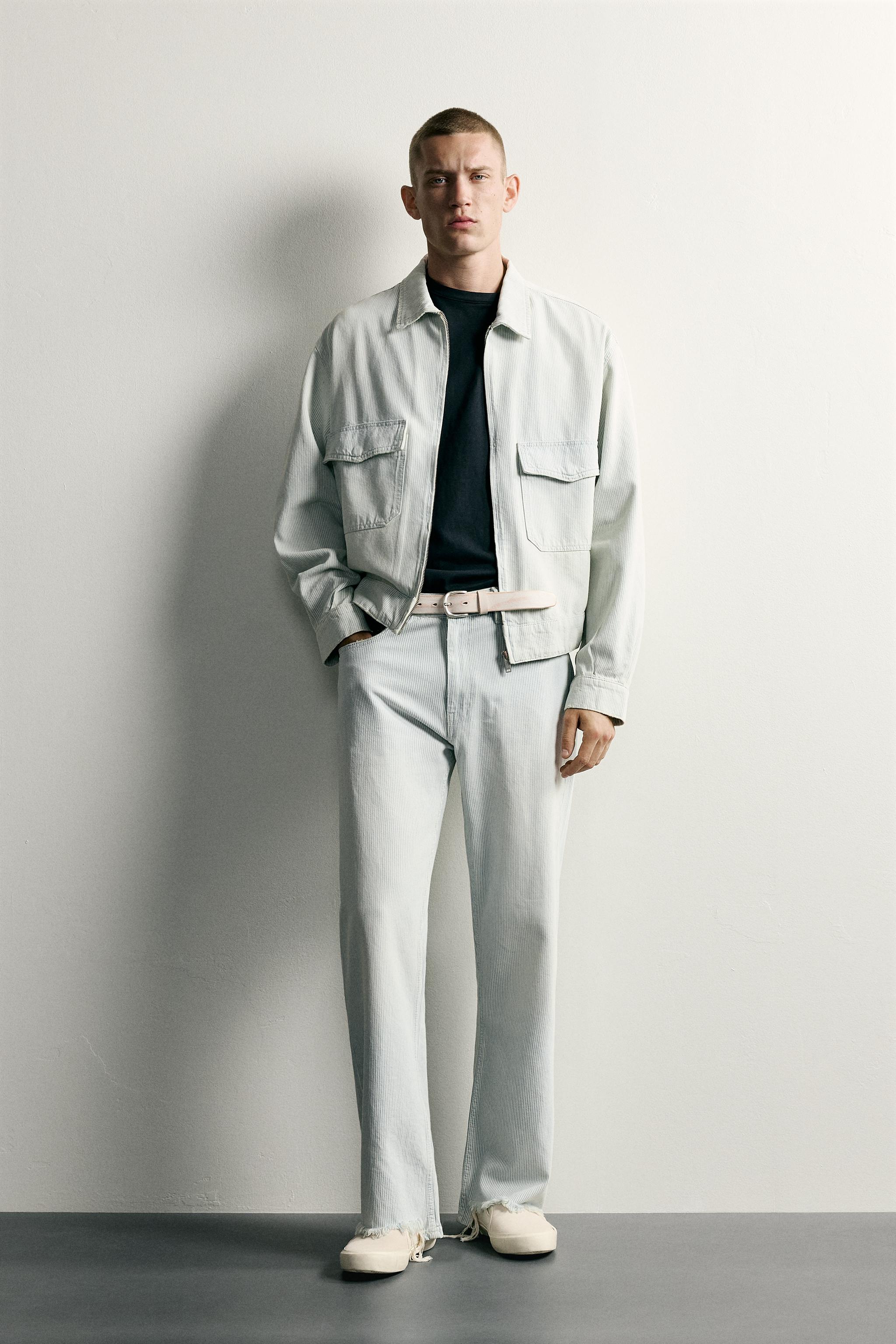 WASHED STRIPED CROPPED JACKET